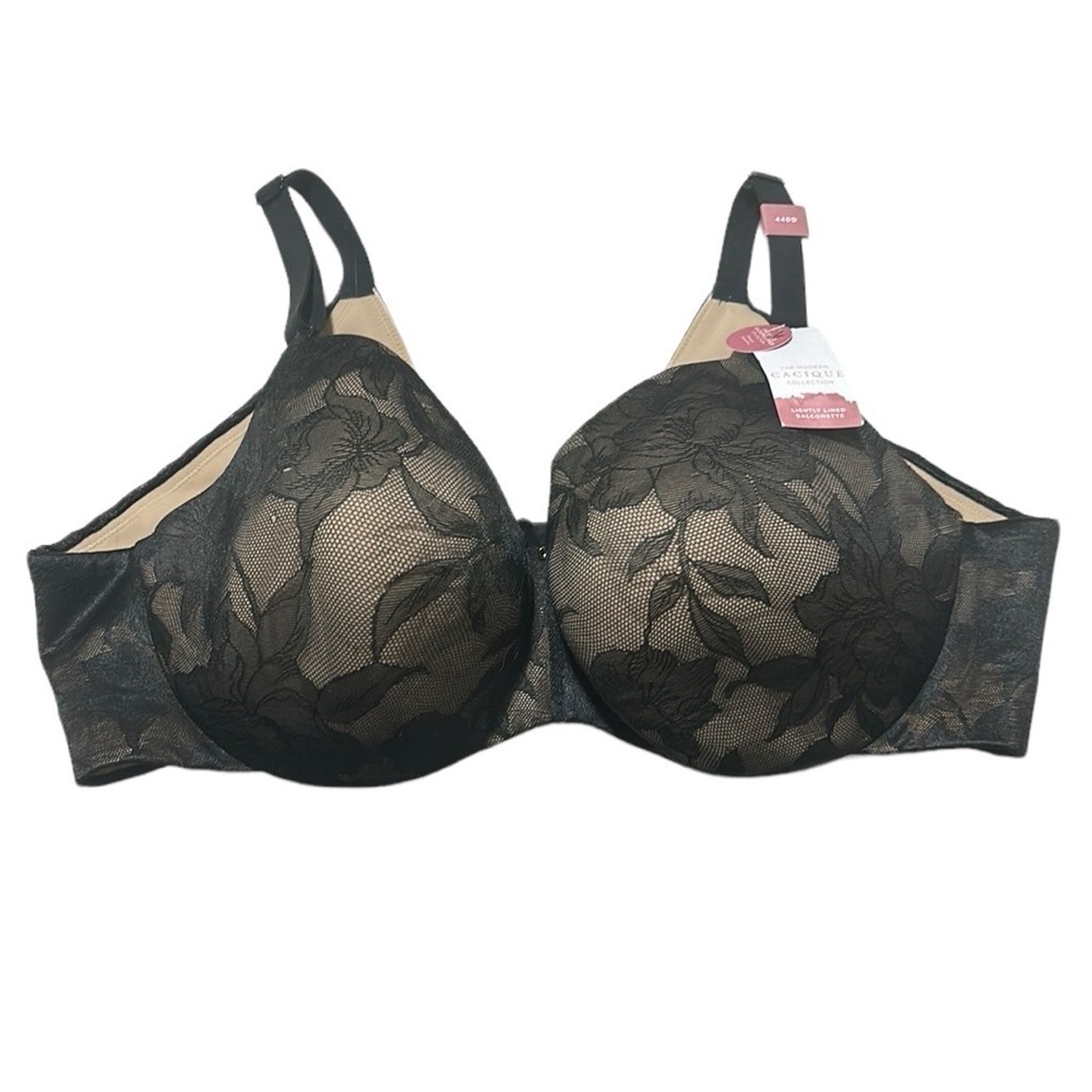 Cacique Invisible Back Smoother Bra Lightly lined, black Size 44DD NWT